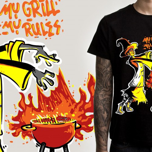 T-Shirt for Grill/BBQ fans, possible text:"My Grill, my Rules!" Design by wildmethod