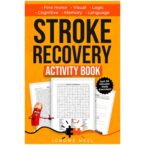 Stroke recovery activity book: Puzzles for cognitive function and memory improvement Diseño de Imttoo