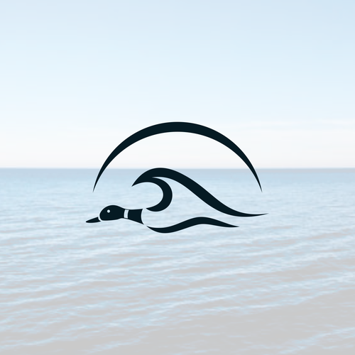 Coastal lifestyle brand featuring a mallard duck and wave, appeal to outdoor enthusiasts and surfers Diseño de muuter