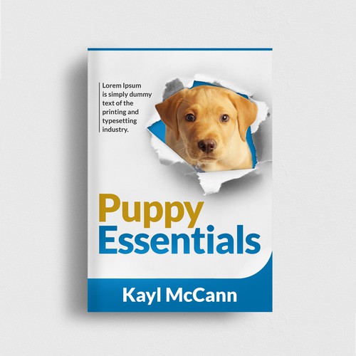 Cute puppy behaving badly for book cover Design by Yna