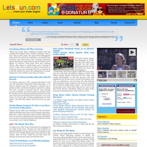 LetsRun.com Homepage Re-Design/Cleanup Diseño de shambava