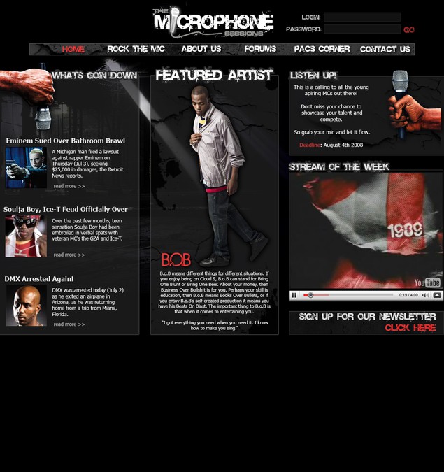 Rap/Hiphop website design needed!! Web page design contest