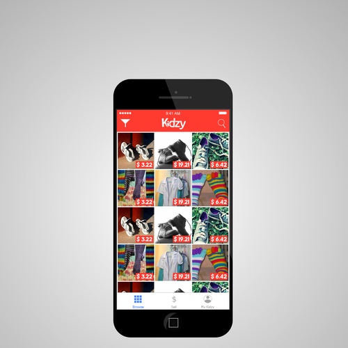 Mobile App Kidzy 2 simple screens + Logo. Design by LELM7