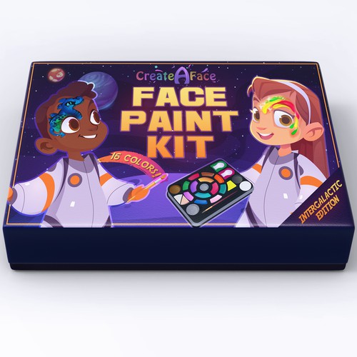 Minimalistic Thematic Box design for a face painting products brand Design by MoonMouse