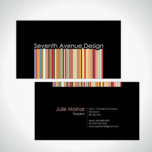 Design di Quick & Easy Business Card For Seventh Avenue Design di Ayra