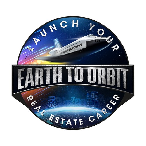 Realistic Logo for "Earth to Orbit" Sales Course. Achieve financial freedom through real estate. Design by GIRA.