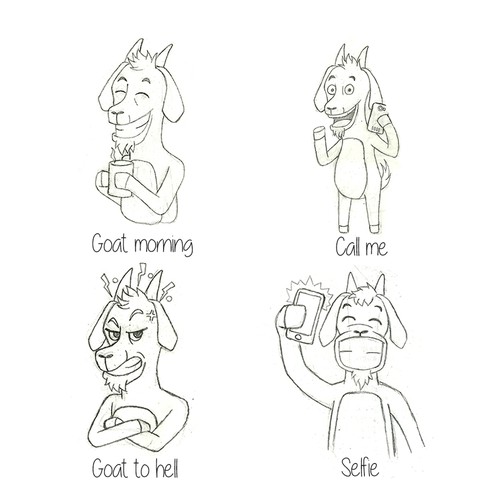 Cute/Funny/Sassy Goat Character(s) 12 Sticker Pack Design by axelander