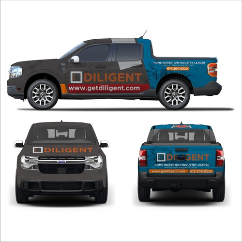 Design a modern and simple truck wrap for our home inspection company Design by e^design