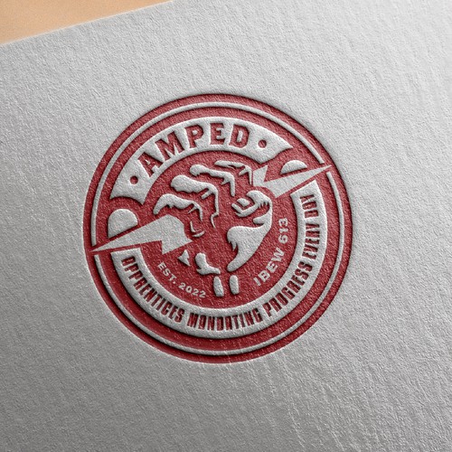 "AMPED"  IBEW electrical apprentice logo Design by Fortunic™