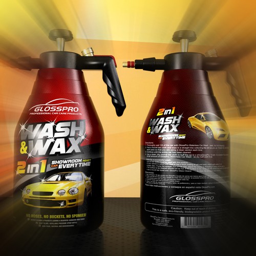 Glosspro "2 in 1 Car Wash and Wax" (Waterless Carwash)  Label Design réalisé par syahaqilah