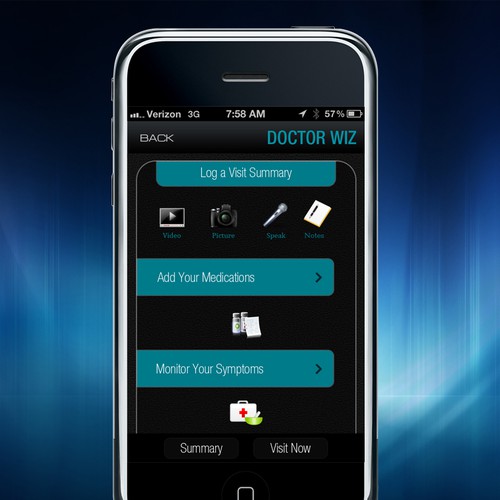 Help DoctorWiz with home screen for an iphone app Design by Dsgnmaniac