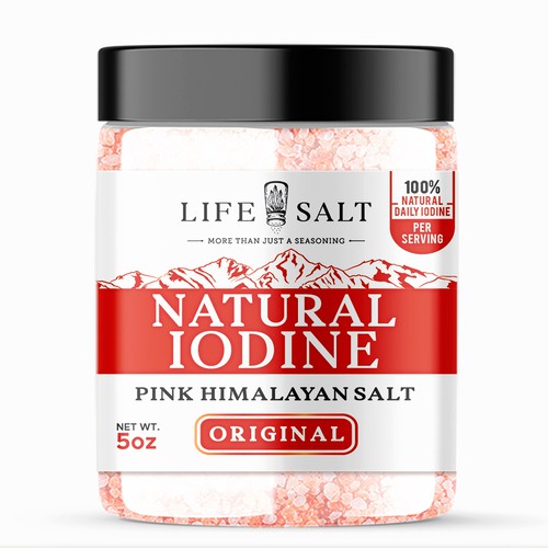 Label for Natural Iodine Pink Himalayan Salt that is fused with Seaweed Design by Design_byMe