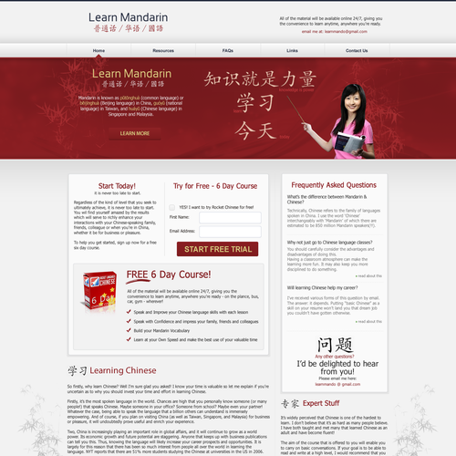 Create the next website design for Learn Mandarin Réalisé par john eric