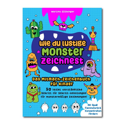 Design a cheerful cover for a monster drawing book for children Design by ALINAsINK