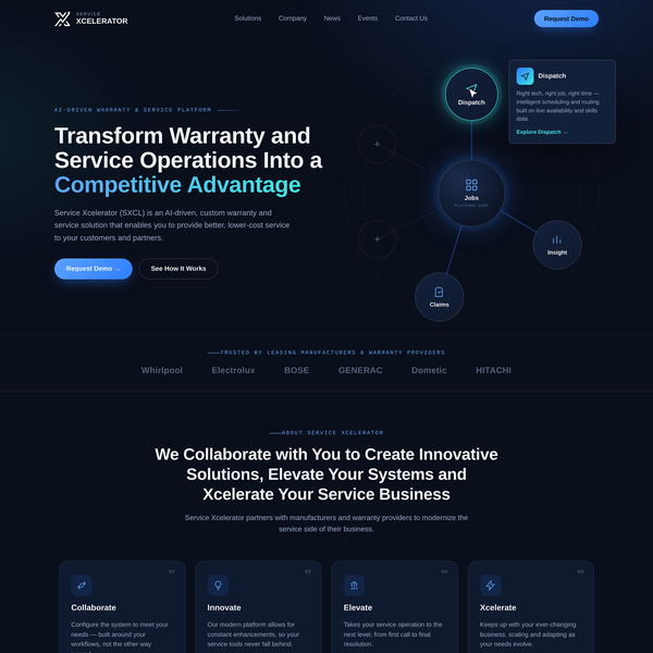 Website for warranty providers software company