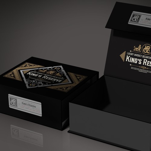 Luxury Whiskey Decanter and Glass Set Packaging for Distinguished Gentlemen Design by familydog