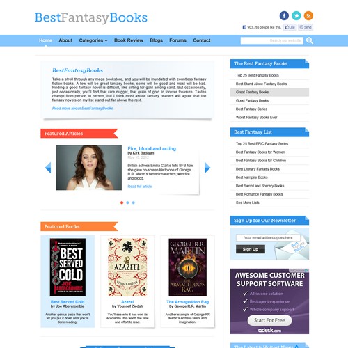 Help Best Fantasy Books with a new website design Design by skinny_beef