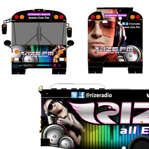 Create a bus wrap for edm internet radio station that will be seen by  everyone | Car, truck or van wrap contest | 99designs