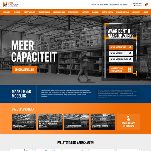 Creative website templates for a leading pallet racks company_ Meermagazijn Design by ChickenDinner