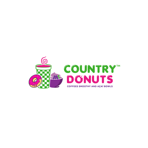 Diseño de We need a modern exciting logo to encompasses our Name Country Donuts Coffee smoothy bowls de ropix