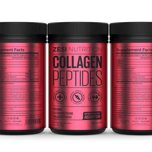 Design an attention grabbing, modern label for our collagen supplement Diseño de Imee008