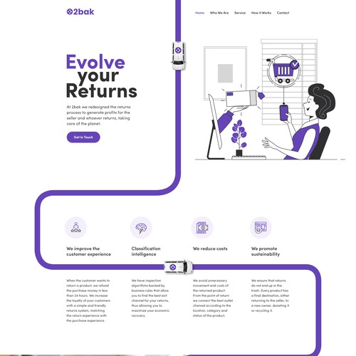 We need an awesome one page landing for our return management product / Diseño web 2bak Design by Tushar K∎