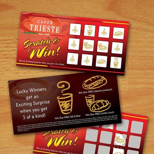 Scratch and Win Coupon card Postcard, flyer or print contest