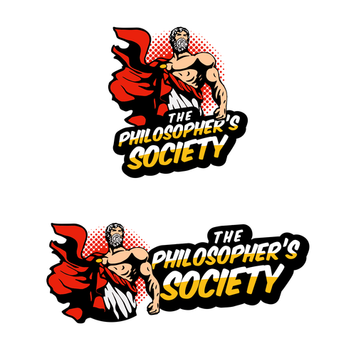 "Website about Philosophy need a pop-art/superhero cool brand/logo" winning 
