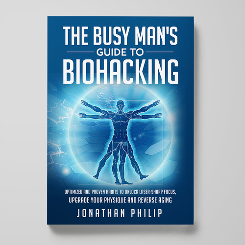 Exciting and unique book cover for mind, body, spirit and health optimization that appeals to men Design by Nitsua
