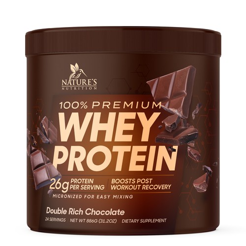 Diseño de Tasty Whey Protein Chocolate Design Needed for Nature's Nutrition de Leoxgfx