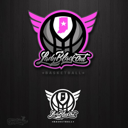 Creative Girls Youth Basketball Team Logo Design by Dogwingsllc