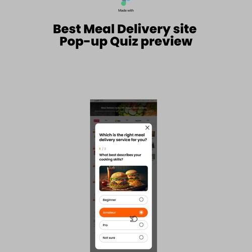 Engaging quiz feature design for product comparison website Design by DezainHub