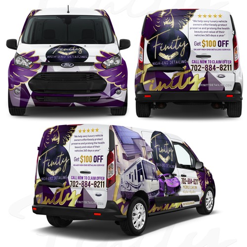 Van Wrap For Mobile Detailing / Solar Installations Company Ford Transit Connect 2017 Design by Nadun Prabodana
