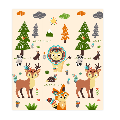 Illustration of kids playmat with animals Design by ies