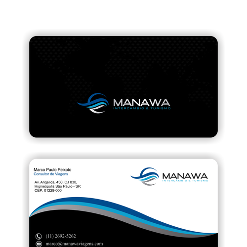 Please create a great Business Card design for travel agency Manawa! Design by Parth Soni