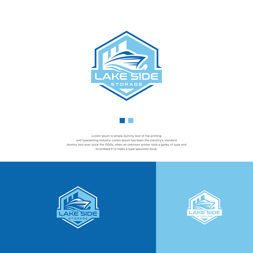 Standout logo for a self storage facility next to a lake. Targeting boats and rvs Design by StudioJack