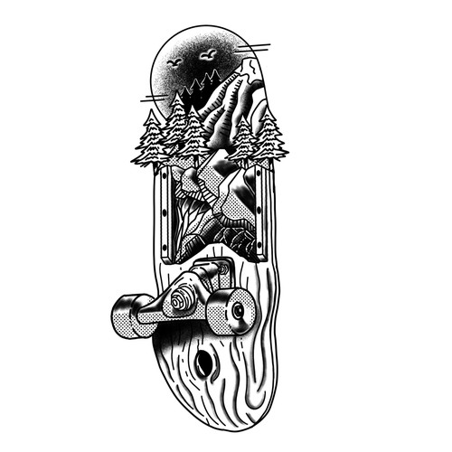 Skateboard Tattoo Design by Widi Nalendra