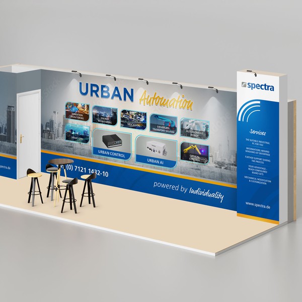 Design by 4rtmageddon™ titled "Modern AI graphic design for trade fair wall"