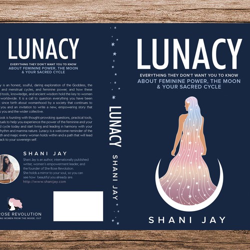Beautiful nonfiction book cover design for a book about the moon & feminine energy aimed at women Design by dalim