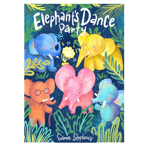 The Elephants Dance Party - Fun, bright and quirky kids book illustration Design by HannaSymo