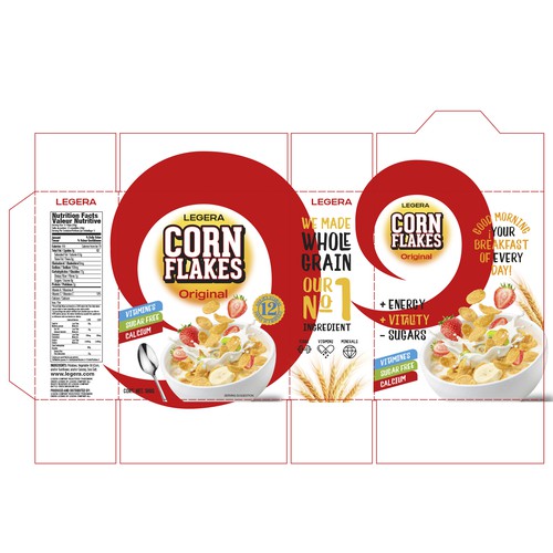 Premium cereal breakfast packaging (Corn Flakes) Design by Gustavo RV