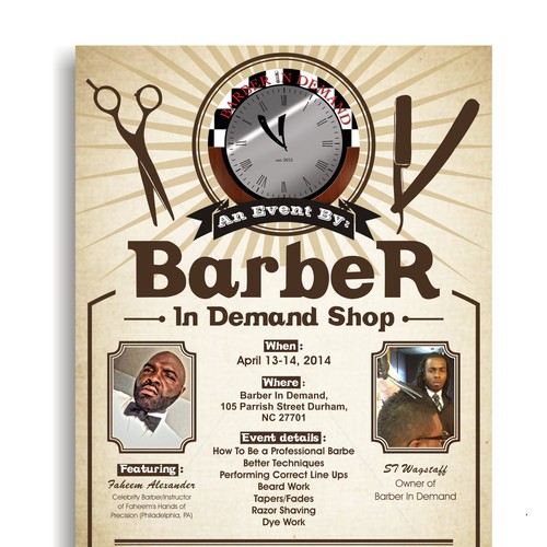 Create an exciting flyer for vintage barber shop Réalisé par yes i'm female