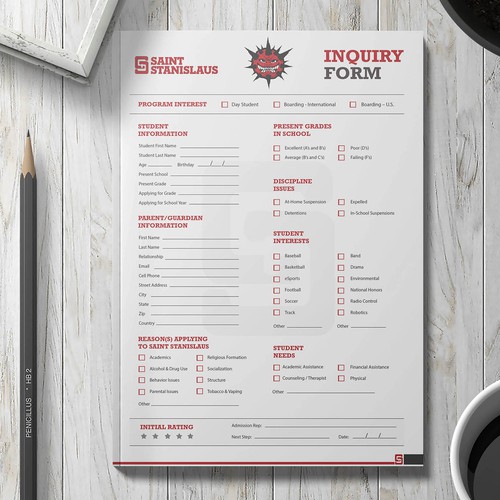 Professional Admission Inquiry Form Design by Alphabet ♥