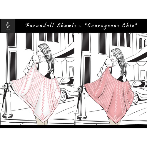 Series of mini "Ways to Wear" fashion illustrations for Women's Luxury Shawl Brand Design by Alina Ally