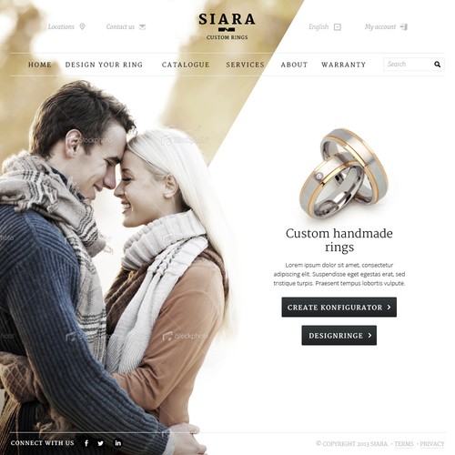 "Avant-garde Webdesign for a Wedding-Ring configurator" winning Web page design