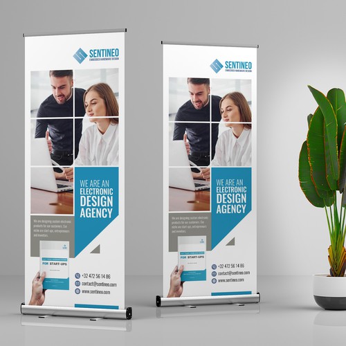 Design of a roll-up banner for a trade-fair introducing our Electronic Design Agency! Design by ideasLab°