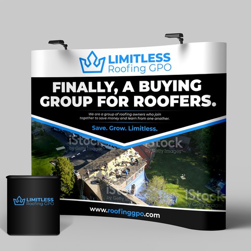 Design a tradeshow backdrop for roofing buying group Design by icon89GraPhicDeSign
