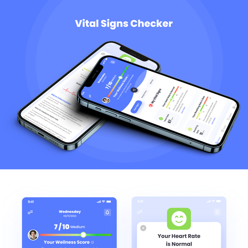 Wellness "vital signs" app - redesign Design by K.N007