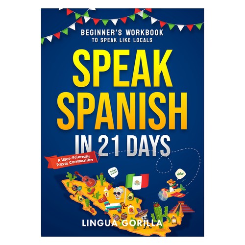 Speak Spanish in 21 Days - Fun & Travel vibe Language Workbook for Beginners Design by @Ikrima_ArtStudio