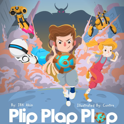 Illustration and design of three characters of children's book and the book cover